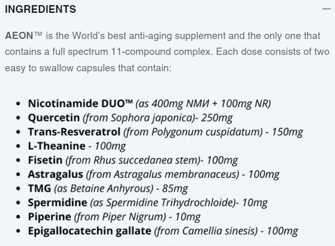 Aeon Ingredients